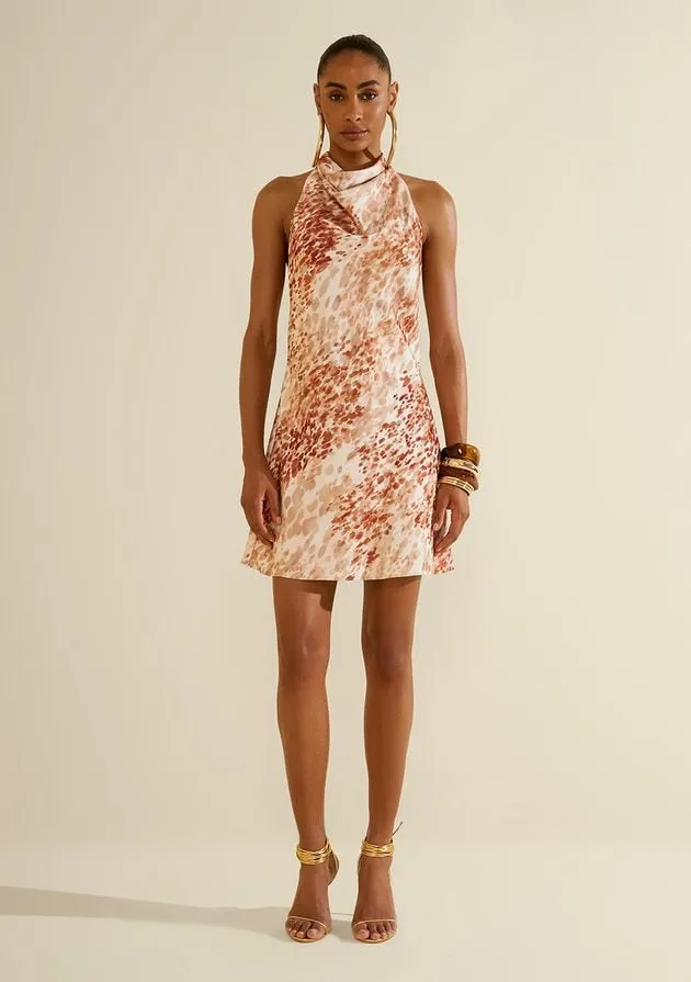 Vestido curto frente única estampado — frente